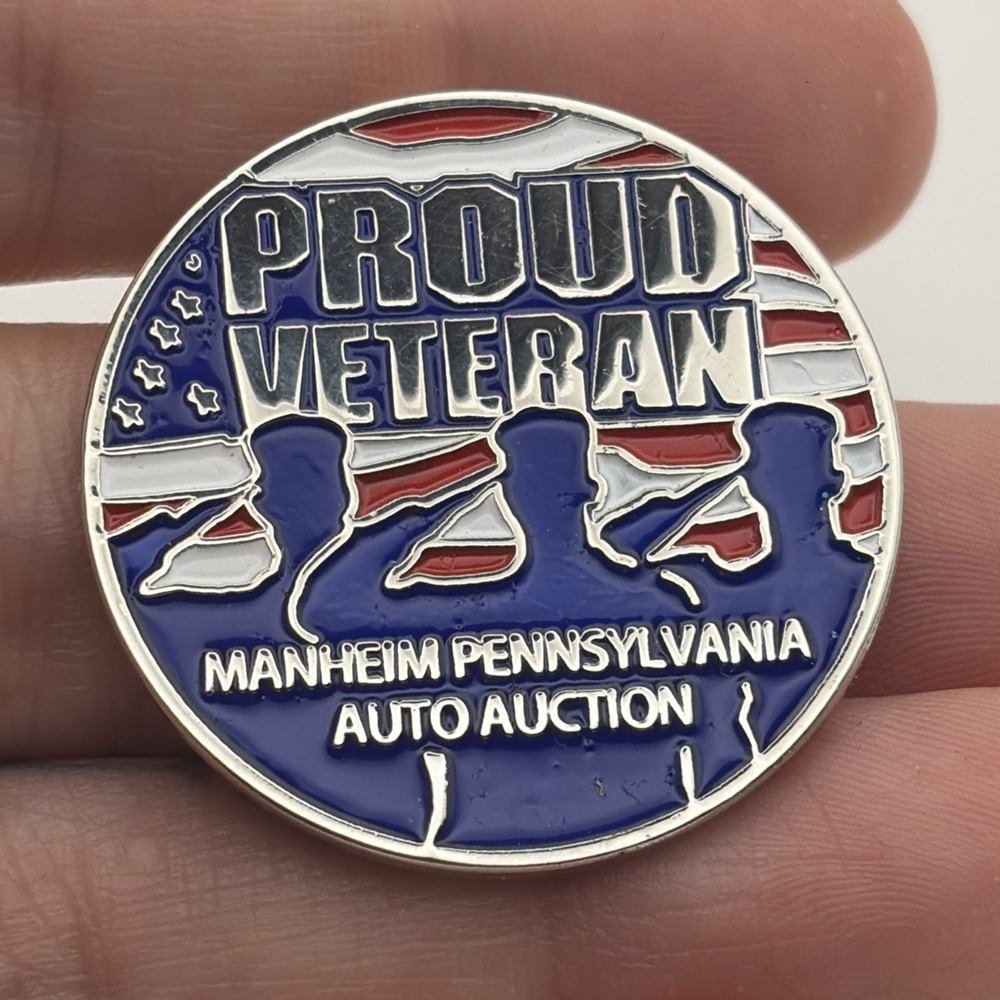 Proud Veteran Manheim Pennsylvania Auto Auction Lapel Hat Pin